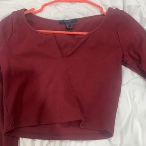 maroon cropped top